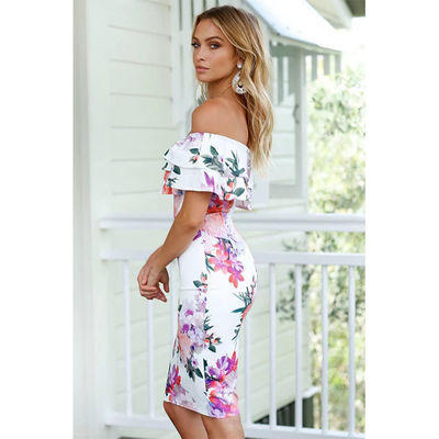 Bodice một vai váy quần áo ống in phụ nữ một vai váy Slim Fit