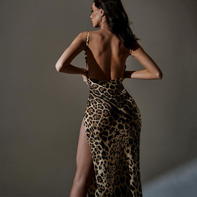 In Sexy Slip Dress Slim Fit Slit Backless Strapless Sexy Dress