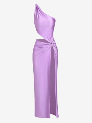 Đồ chơi Hỗn bộ đùi High Slit váy tay không tay áo màu rắn Long váy thời trang sexy
