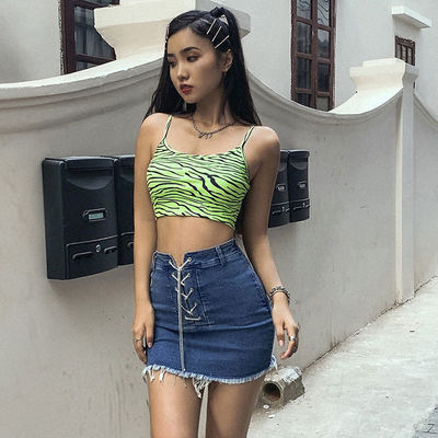Phụ nữ thời trang áo sơ mi áo khoác đèn lồng màu xanh lá cây Zebra in áo khoác Slim Fit sexy Crop