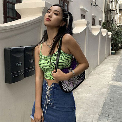 Phụ nữ thời trang áo sơ mi áo khoác đèn lồng màu xanh lá cây Zebra in áo khoác Slim Fit sexy Crop