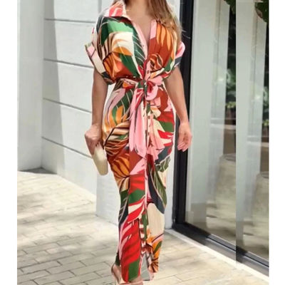 Áo ngắn tay áo hoa in trang phục thời trang nữ trang thoải mái bình thường sexy Slim Fit