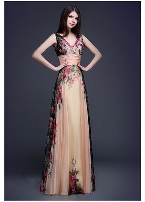 Đồ ăn tối đẹp Slim Fit Đồ ăn mặc hoa thanh lịch với vai