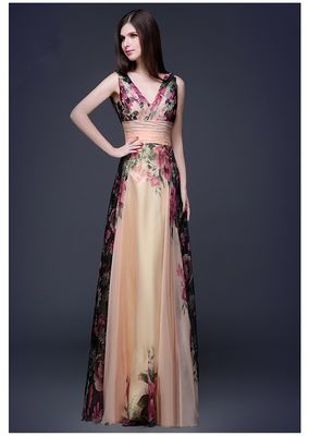 Đồ ăn tối đẹp Slim Fit Đồ ăn mặc hoa thanh lịch với vai
