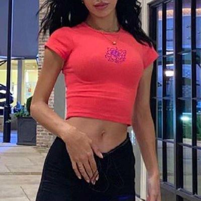 Thòng cổ sexy áo thun chặt chắc màu sắc rắn sexy cây trồng chặt chẽ phù hợp áo sơ mi tay ngắn
