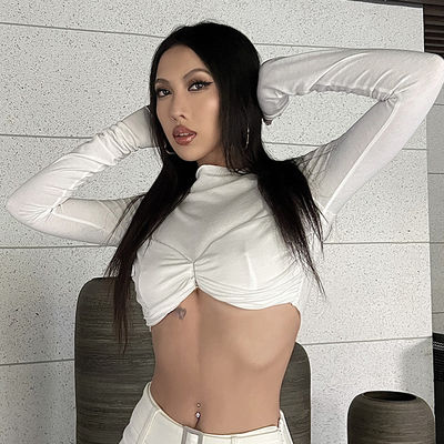 Một dòng cổ sexy áo sơ mi chặt tay dài màu sắc rắn màu trắng áo phông