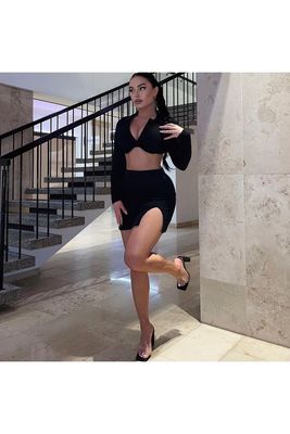 Thắt cổ Polo quần áo thể thao sexy tay áo dài áo khoác màu cứng trang phục thể thao sexy