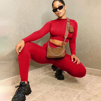 Slim Sexiest Trang phục tập thể dục thời trang Màu sắc vững chắc Crop Casual Trang phục thể dục sexy