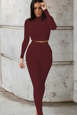 Slim Sexiest Trang phục tập thể dục thời trang Màu sắc vững chắc Crop Casual Trang phục thể dục sexy