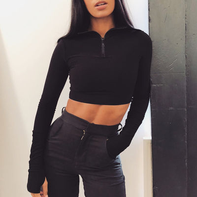 Thời trang đồ thể thao sexy tay áo dài cây trồng sexy trang bị tập thể dục Hoodie Shorts
