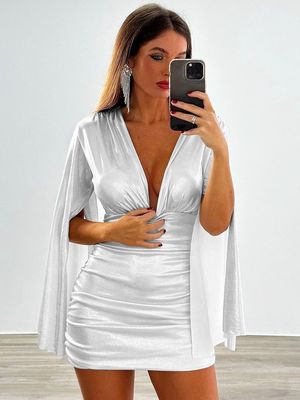 Màu sắc rực rỡ Chiếc váy đùi tay dài Slim túi sexy váy phụ nữ
