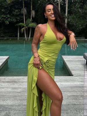 Custom Spring And Summer New Fashion Sexy Solid Color Slim High Waist V-Neck Halter Dress Woman (Thiên đồ phụ nữ)