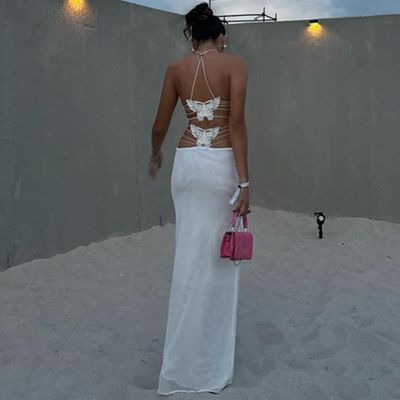 Châu Âu và Hoa Kỳ sexy đường phố mới phụ nữ trống tùy chỉnh ghép dáng dáng dáng thắt lưng mảnh khô dài hai lớp váy