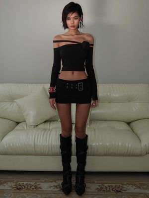 Thời trang mới tùy chỉnh ba chiều hoa đường vai tay dài trên cùng nghiêng vai cây trồng áo thun phụ nữ