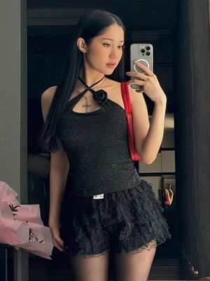 Phong cách mới sexy gia vị thêu đan dây chuyền lên dây chuyền thắt lưng mỏng áo vest màu rắn