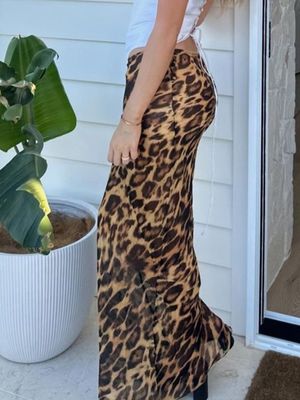 Mùa hè thời trang mới Sexy Leopard in Chiffon Fishtail váy sàn - váy chiều dài
