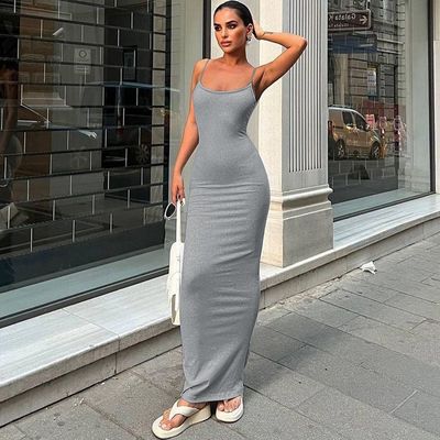 Thời trang mới sexy không có lưng màu sắc rắn váy váy