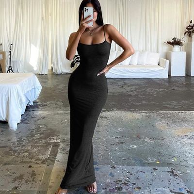 Thời trang mới sexy không có lưng màu sắc rắn váy váy