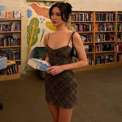 Phụ nữ mùa hè mới phong cách trẻ em ấn trang phục dây đai phía trước