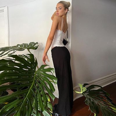 Phụ nữ kiểu Mỹ Spice Girl dây chuyền dây chuyền sexy V-neck áo vest buckle halter áo vest nhỏ