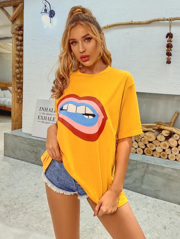 Đẹp Thích Thích T-Shirt Đàn bà T-T-Shirt Phụn Phụn Bụt 5⁄4 Tay áo