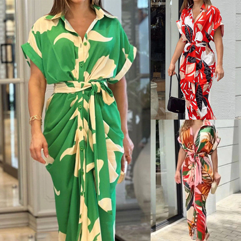 Áo ngắn tay áo hoa in trang phục thời trang nữ trang thoải mái bình thường sexy Slim Fit