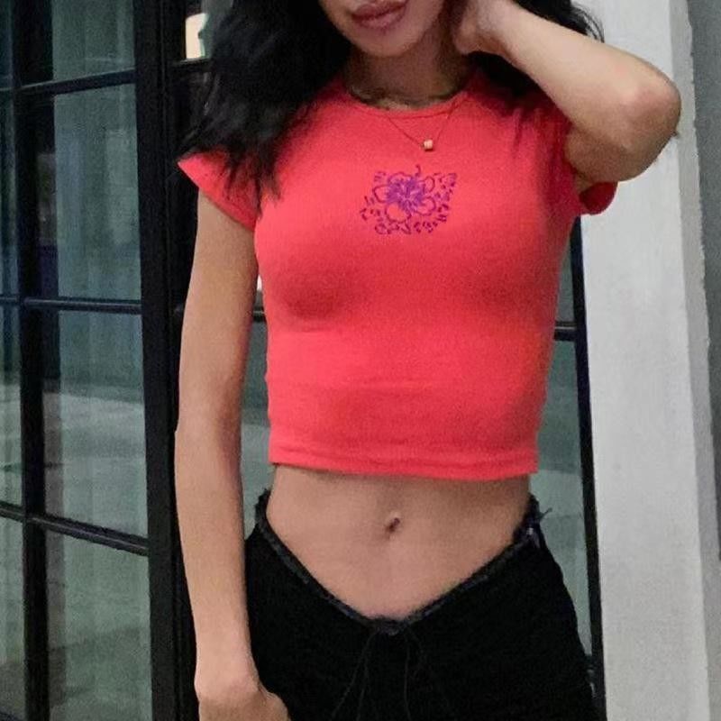 Thòng cổ sexy áo thun chặt chắc màu sắc rắn sexy cây trồng chặt chẽ phù hợp áo sơ mi tay ngắn