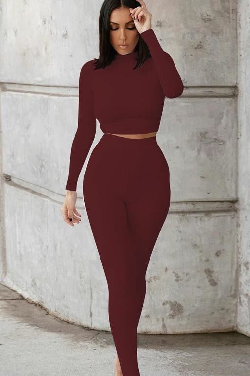 Slim Sexiest Trang phục tập thể dục thời trang Màu sắc vững chắc Crop Casual Trang phục thể dục sexy