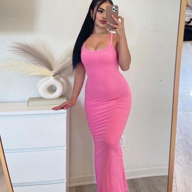 Mùa xuân mùa hè thời trang mới sexy không có lưng Slim màu cứng váy có thể được tùy chỉnh trong bất kỳ màu sắc