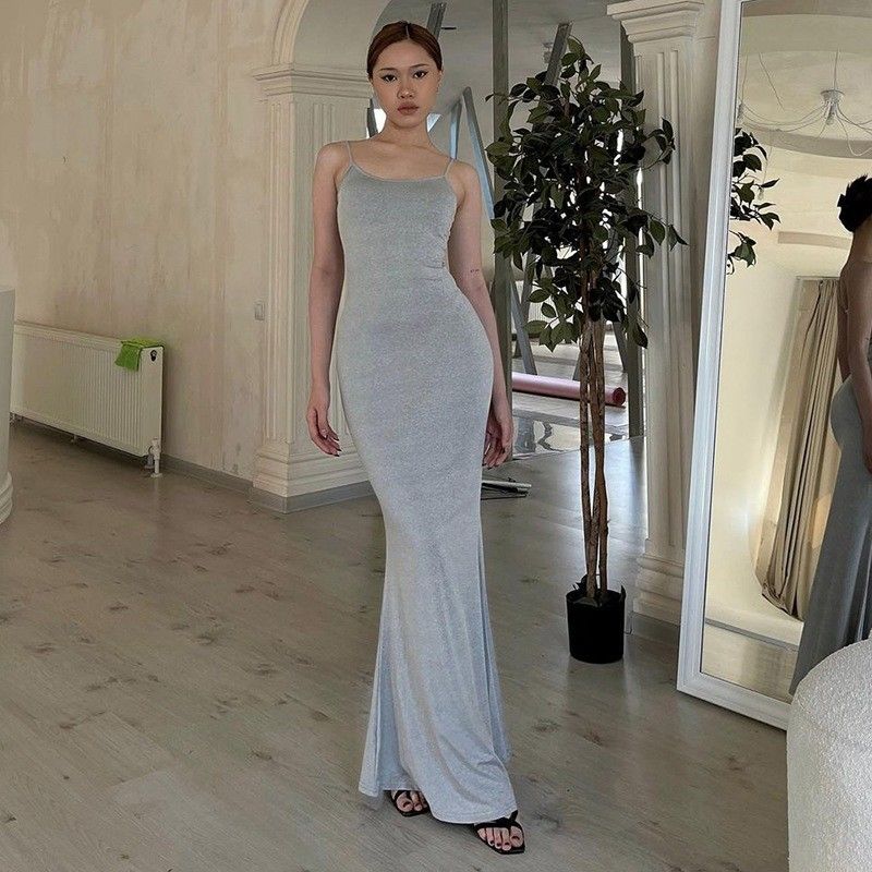Phong cách châu Âu và Mỹ nữ mùa hè mới sexy một dòng cổ áo khoác bướm cháy mô hình eo giảm cân váy váy